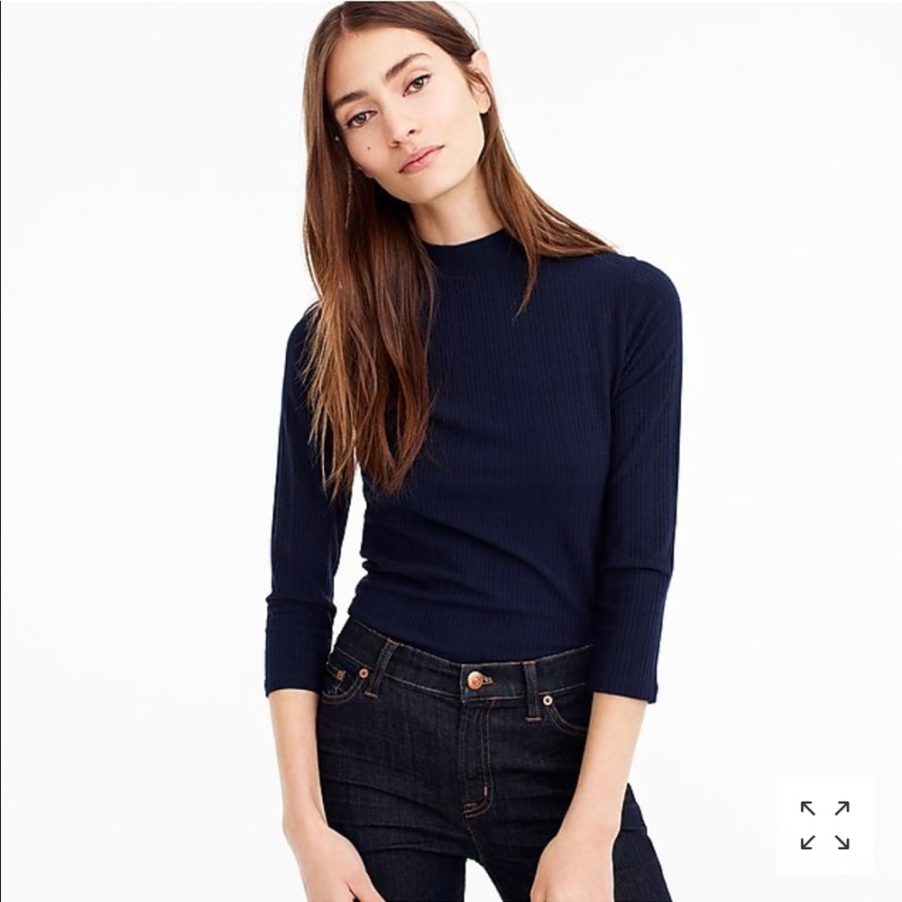 J.Crew NWT SZ XL Ribbed mockneck T-shirt top blue